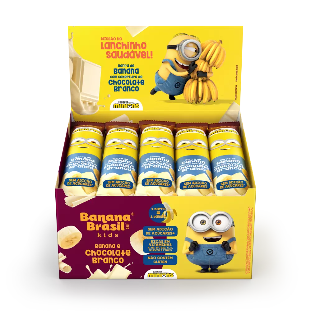Banana Brasil Kids - Banana e Chocolate Branco - Caixa com 20un de 22g