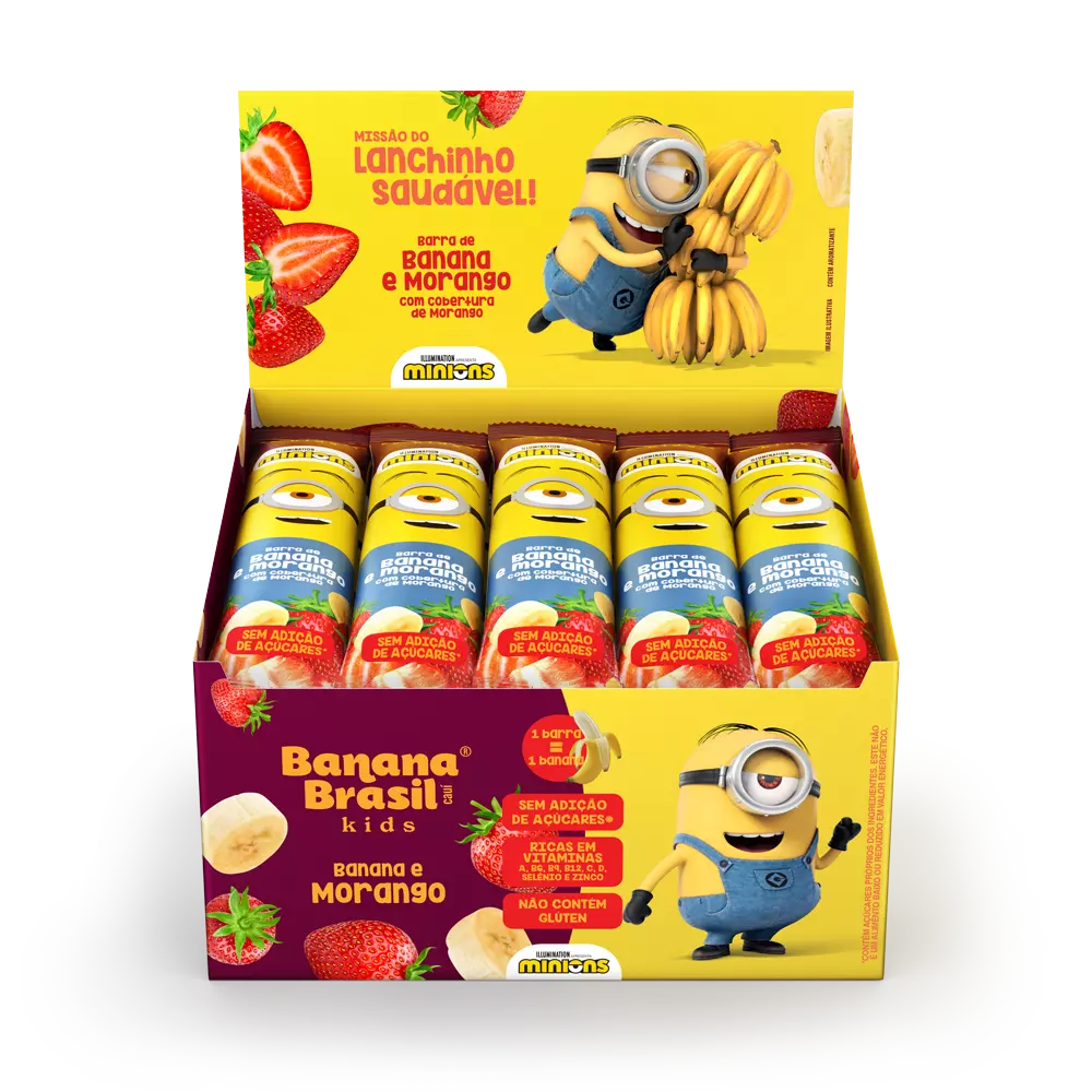 Banana Brasil Kids - Banana e Morango - Caixa com 20un de 22g