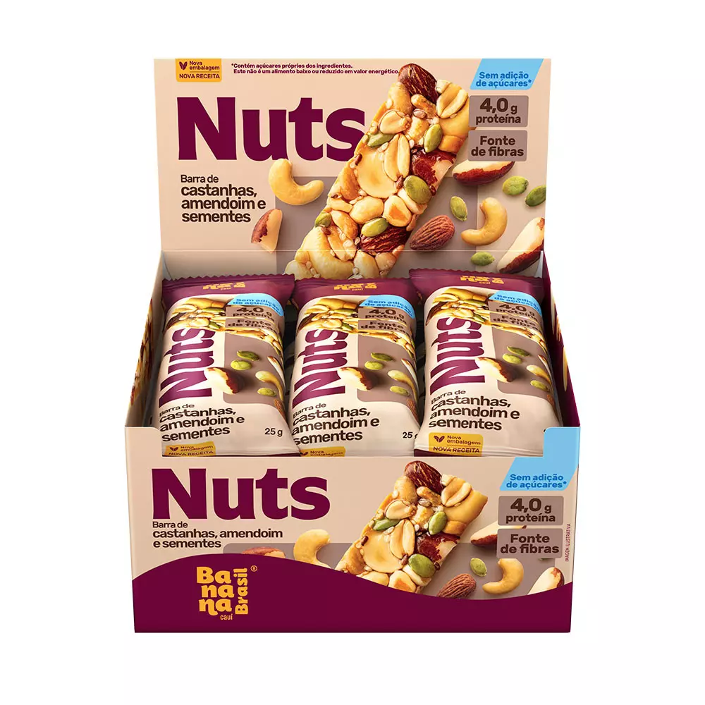 Nuts - Castanhas Amendoim e Sementes - Caixa com 12un de 25g
