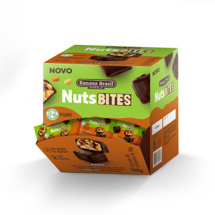 NutsBITES Chocolate Meio Amargo Vegano caixa com 26un de 15g