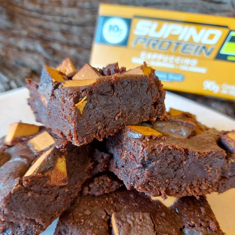 Brownie de cacau e café protéico zero açúcar
