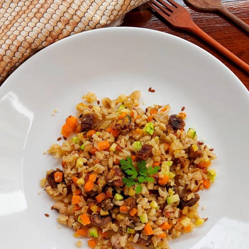 Mix de cereais com legumes e Banana-Passa Bites