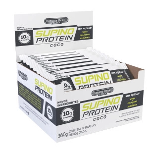 Supino Protein Coco com Cobertura de Chocolate Branco caixa com 12un de 30g