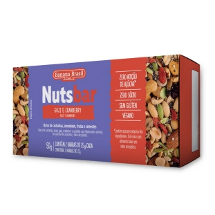 Nutsbar - Castanhas, Goji e Cranberry - Caixa com 2un de 25g