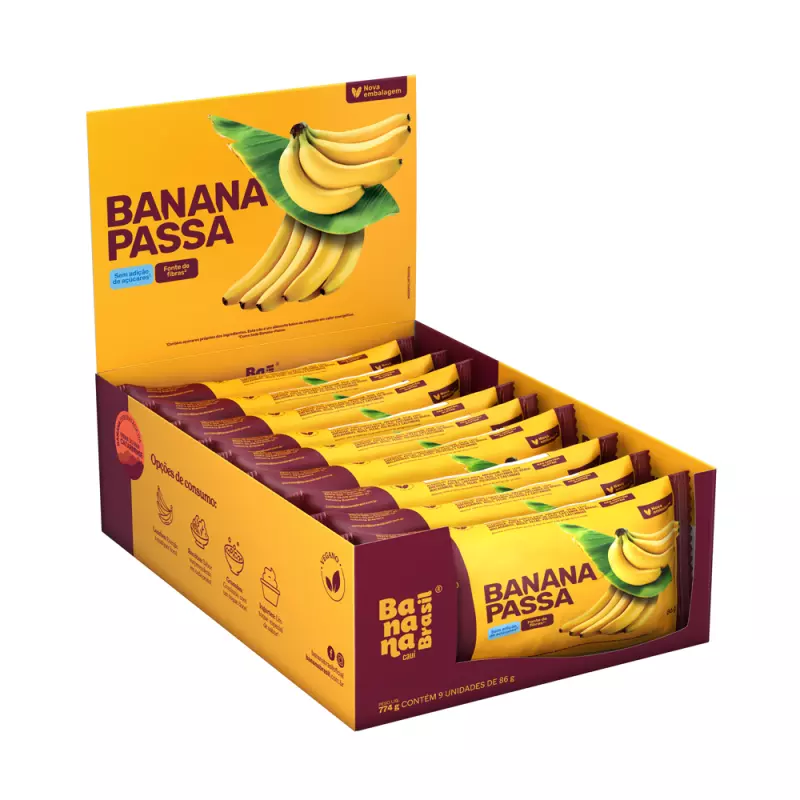 Banana Passa - Caixa com 9un de 86g | 100% Natural | Banana Brasil