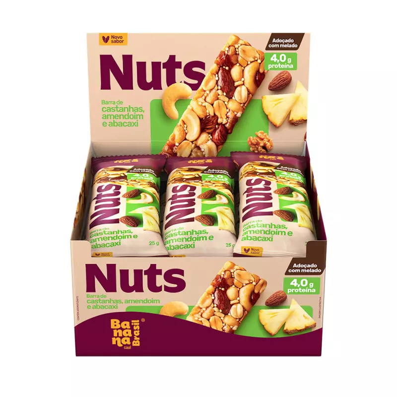 Nuts - Castanhas e Abacaxi - Caixa com 12un de 25g | Banana Brasil