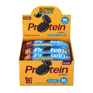 Protein Cookies  Proteínas com Cookies e Cobertura de Chocolate Branco Caixa com 12 un de 30g  