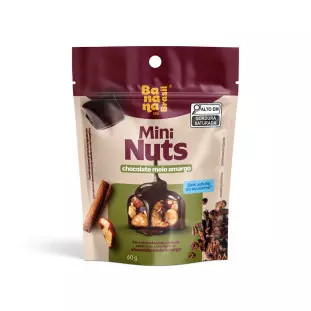 Mini Nuts - Chocolate Meio Amargo - Pouch de 60g