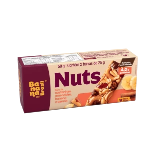 Nuts - Castanhas, Amendoim, Banana e Canela - Caixa com 2un de 25g