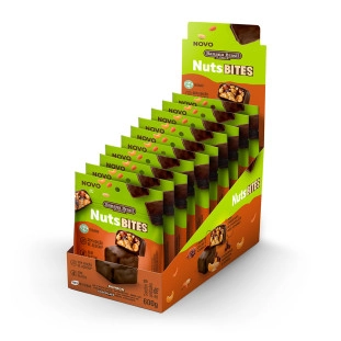 NutsBITES Chocolate Meio Amargo Vegano caixa com 10un de 60g