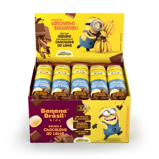 Banana Brasil Kids com cobertura de Chocolate ao Leite caixa com 20un de 22g
