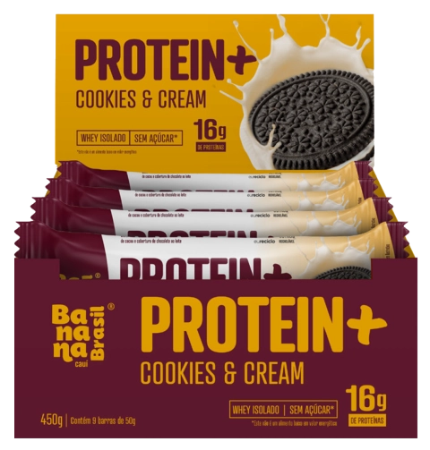 Protein+ Cookies & Cream caixa com 9un de 50g
