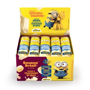 Banana Brasil Kids com cobertura de chocolate branco caixa com 20un de 22g